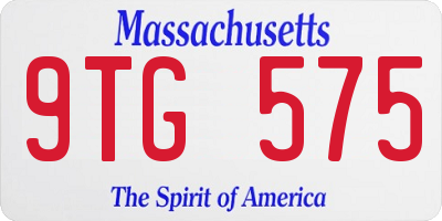 MA license plate 9TG575