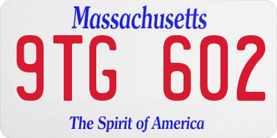 MA license plate 9TG602