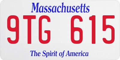 MA license plate 9TG615