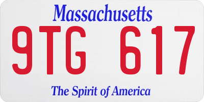 MA license plate 9TG617