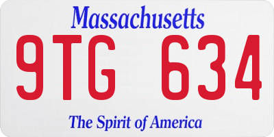 MA license plate 9TG634