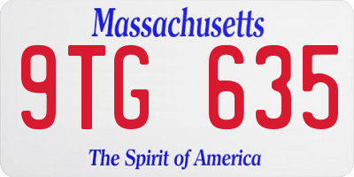 MA license plate 9TG635