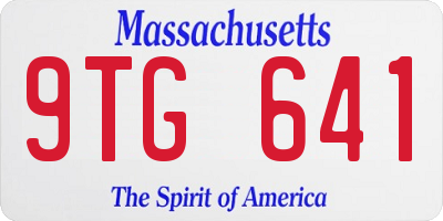 MA license plate 9TG641
