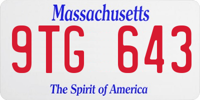 MA license plate 9TG643