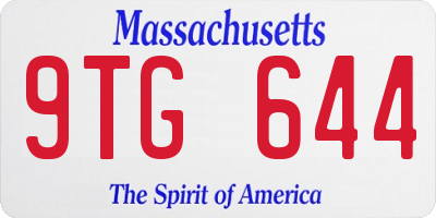 MA license plate 9TG644