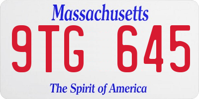 MA license plate 9TG645
