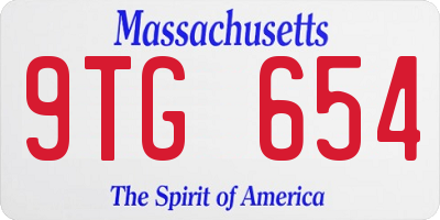 MA license plate 9TG654