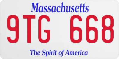 MA license plate 9TG668
