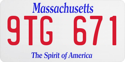 MA license plate 9TG671