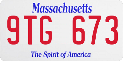 MA license plate 9TG673