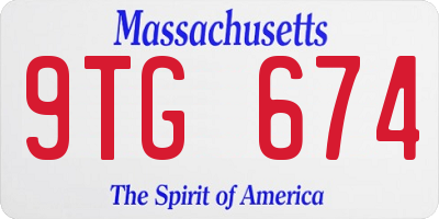 MA license plate 9TG674