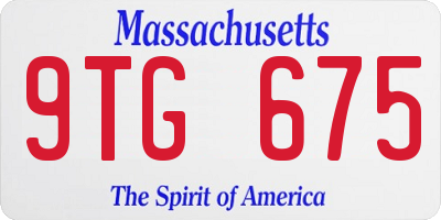 MA license plate 9TG675