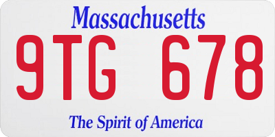 MA license plate 9TG678