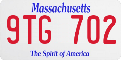 MA license plate 9TG702