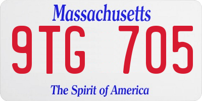 MA license plate 9TG705