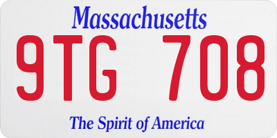 MA license plate 9TG708
