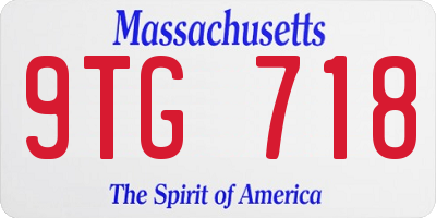 MA license plate 9TG718