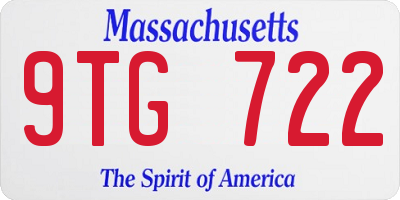 MA license plate 9TG722