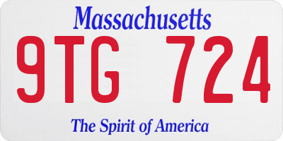 MA license plate 9TG724