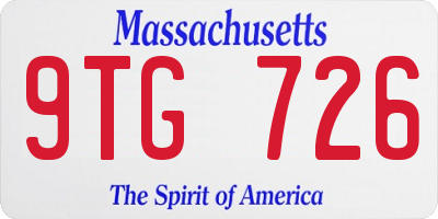 MA license plate 9TG726