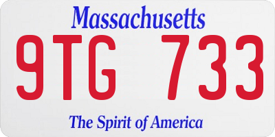 MA license plate 9TG733