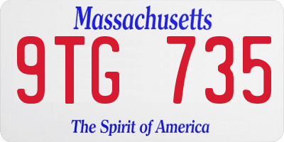 MA license plate 9TG735