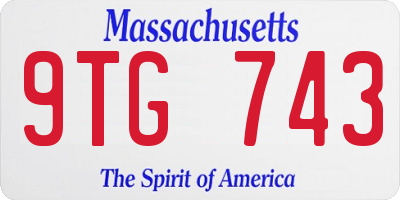 MA license plate 9TG743