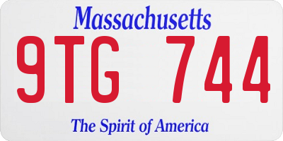 MA license plate 9TG744