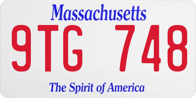 MA license plate 9TG748