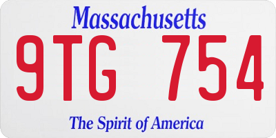 MA license plate 9TG754