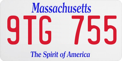 MA license plate 9TG755