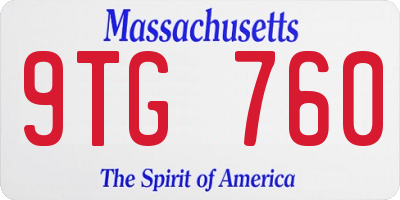 MA license plate 9TG760