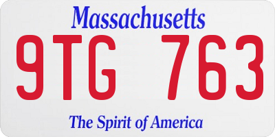 MA license plate 9TG763