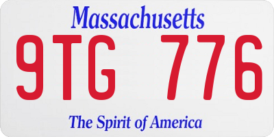MA license plate 9TG776