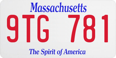 MA license plate 9TG781