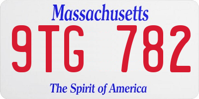 MA license plate 9TG782