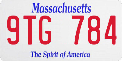 MA license plate 9TG784