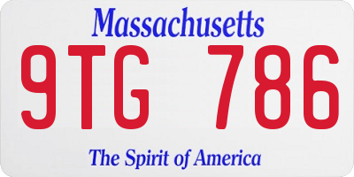 MA license plate 9TG786
