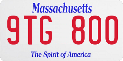 MA license plate 9TG800