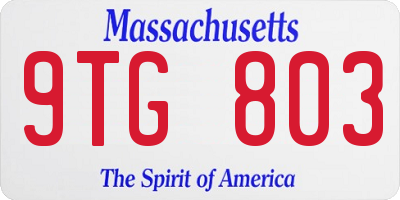 MA license plate 9TG803