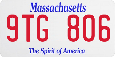 MA license plate 9TG806