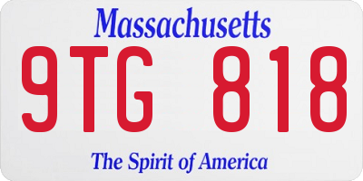MA license plate 9TG818