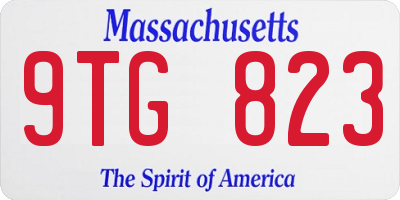 MA license plate 9TG823