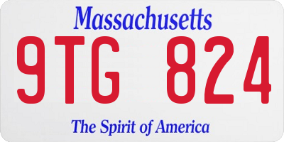 MA license plate 9TG824