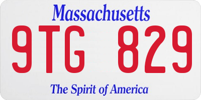 MA license plate 9TG829