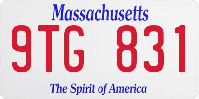 MA license plate 9TG831