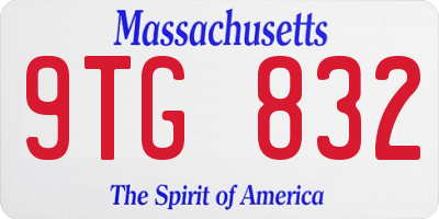 MA license plate 9TG832