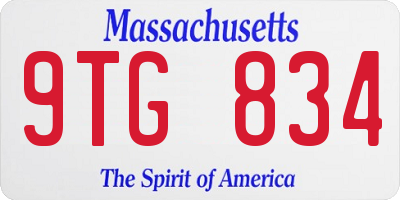 MA license plate 9TG834