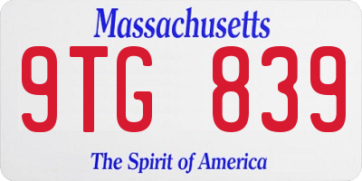 MA license plate 9TG839