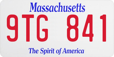 MA license plate 9TG841
